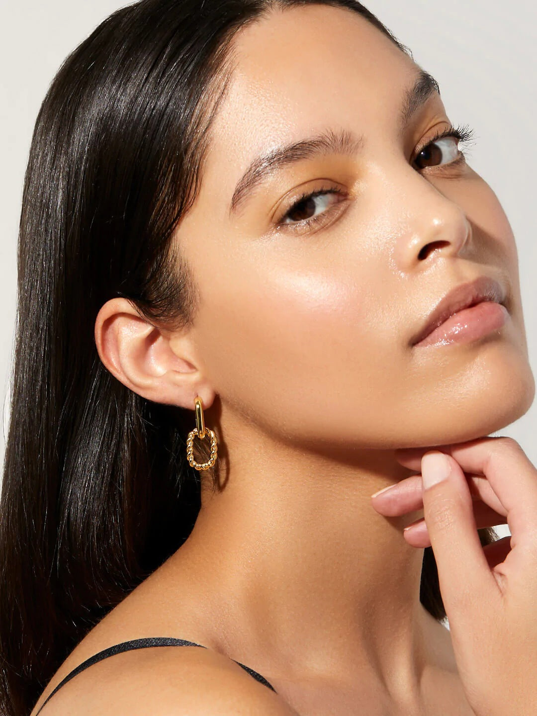 S925 Sterling Silver Gold-Plated Double Ring Buckle Detachable Earrings for Women