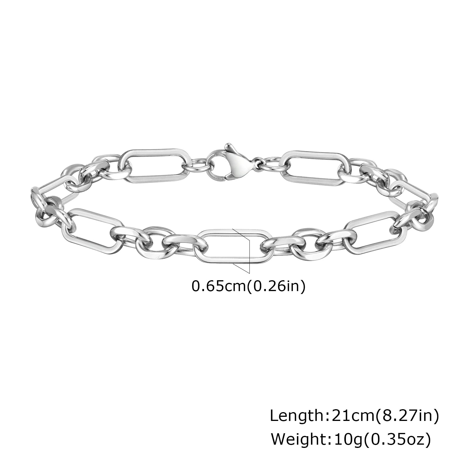 Men'S Chain Bracelets,Never Fade Stainless Steel Rectangle Links Wristband,Stylish Jewelry Gifts for Him Boys