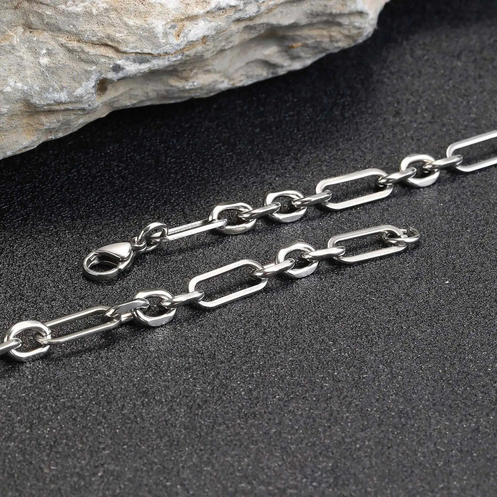 Men'S Chain Bracelets,Never Fade Stainless Steel Rectangle Links Wristband,Stylish Jewelry Gifts for Him Boys